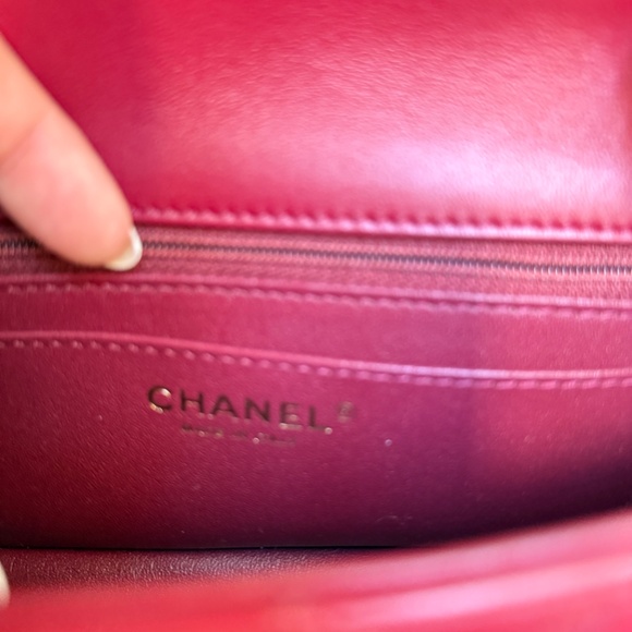 CHANEL Like New Classic Flap Mini Rectangle in Burgundy and Gold - Picture 5 of 15